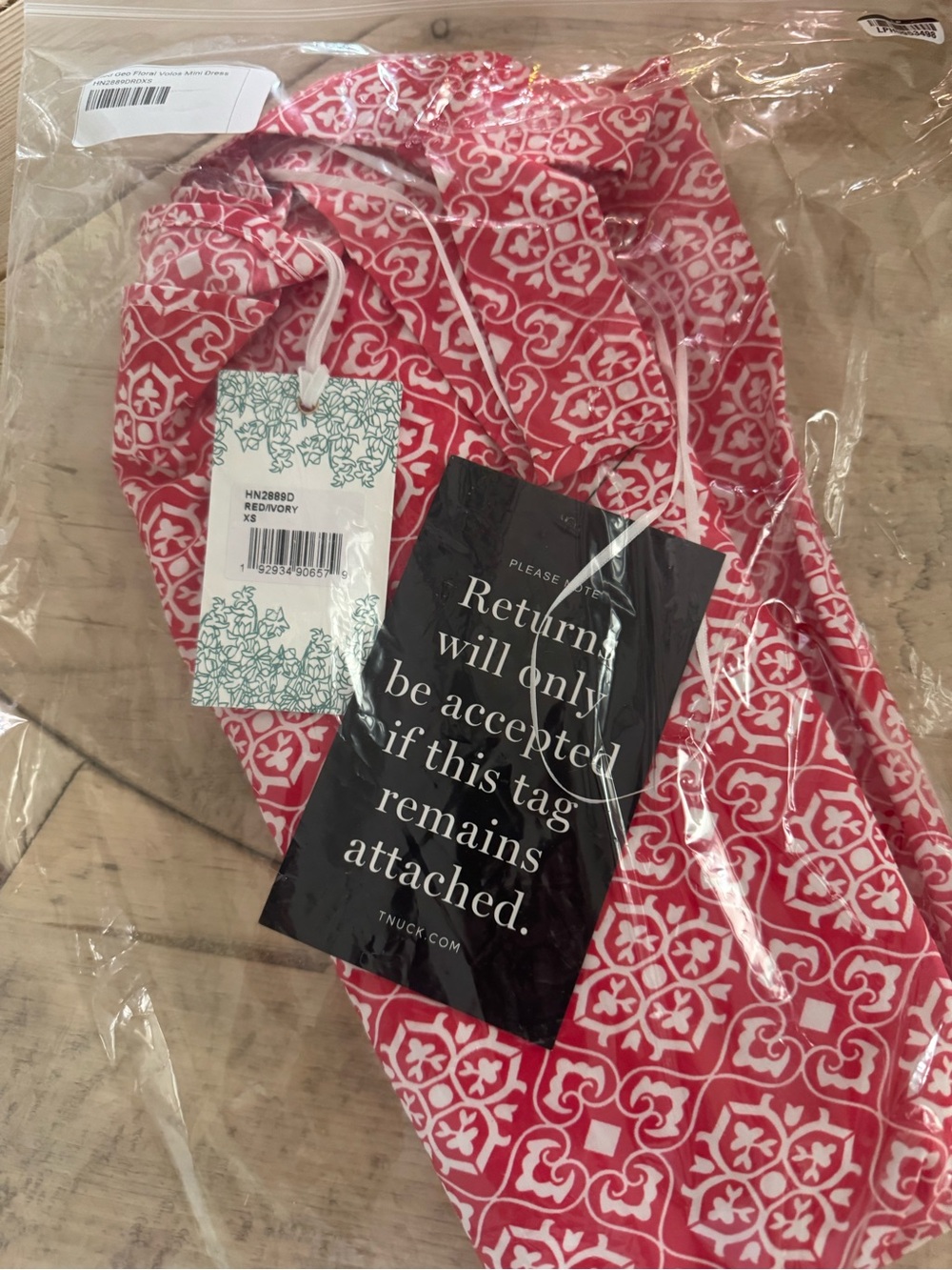 Hyacinth House Red and White Patterned Square-Neck Mini Dress from Tuckernuck - Picture 5 of 6